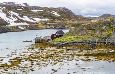 Honningsvag, Nordkapp, Finnmark, Norveç, Kuzey Burnu (Nordkapp). Mageroya Adası, Arktik kasaba, balıkçılık, seyahat, gemi, turizm, liman, renkli, Geceyarısı Güneşi, Kuzey Işıkları. - Evet. Yüksek kalite fotoğraf