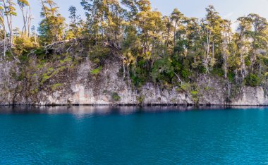 Bahia Mansa 'dan Arrayanes Ormanı' na, Villa la Angostura 'ya, Neuquen' e, Patagonya 'ya, Arjantin' e Nahuel Huapi yelken açmak. Yüksek kalite fotoğraf