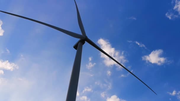 Вращающаяся Ветряная Турбина Концепция Будущего Экологически Чистой Энергетики Ветряная Мельница — стоковое видео
