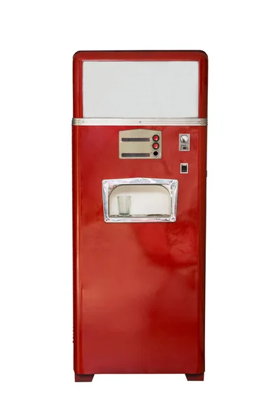 Starý Vintage Červená Soda Stroj Izolovaný Bílém Pozadí Červený Automat — Stock fotografie