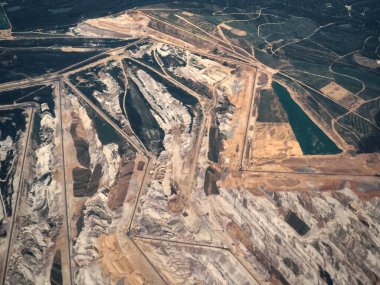 Garzweiler, Kuzey Ren-Vestfalya, Almanya 'daki linyit madeninin hava görüntüsü veya insansız hava aracı görüntüsü