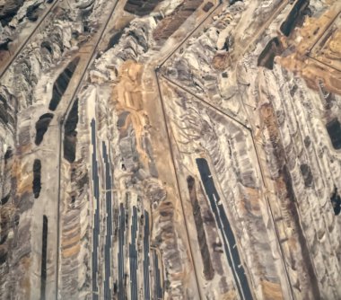 Garzweiler, Kuzey Ren-Vestfalya, Almanya 'daki linyit madeninin hava görüntüsü veya insansız hava aracı görüntüsü