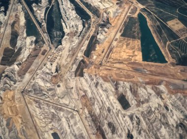 Garzweiler, Kuzey Ren-Vestfalya, Almanya 'daki linyit madeninin hava görüntüsü veya insansız hava aracı görüntüsü