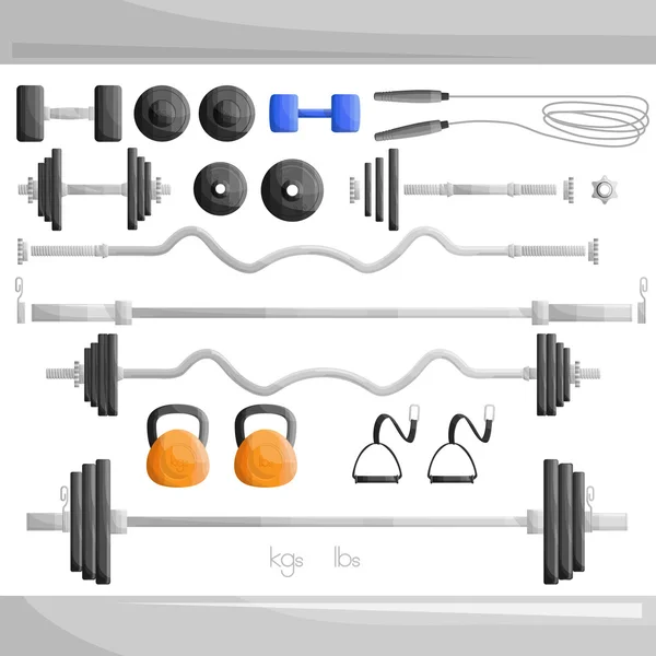 Latihan berat senam diluar set ilustrasi - Stok Vektor