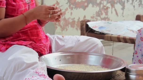 Eine Dame, die das Essen für ihren Lebensunterhalt herstellt — Stockvideo