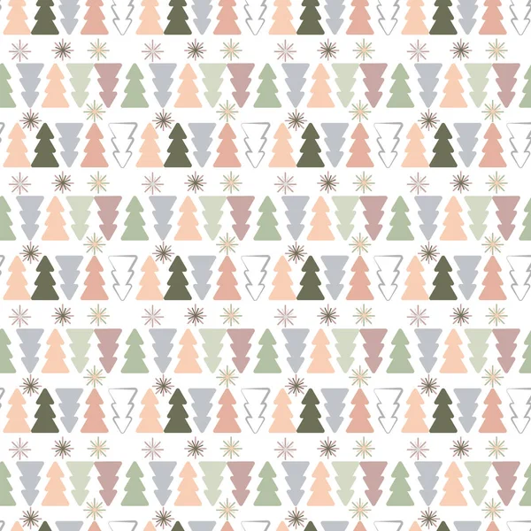 Neujahrsmuster Vektorflache Illustration Minimalistischen Stil Eines Weihnachtsbaums Boho Farben Und — Stockvektor