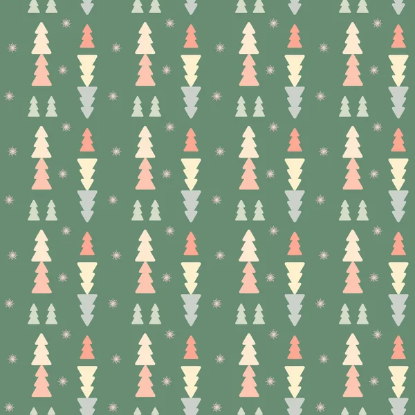 Neujahrsmuster Vektorflache Illustration Minimalistischen Stil Eines Weihnachtsbaums Boho Farben Und — Stockvektor