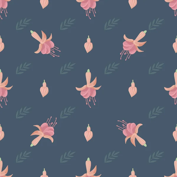 Motif Vectoriel Sans Couture Avec Des Feuilles Des Fleurs Roses — Image vectorielle