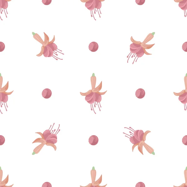 Patrón Vectorial Sin Costuras Con Hojas Flores Color Rosa Sobre — Archivo Imágenes Vectoriales