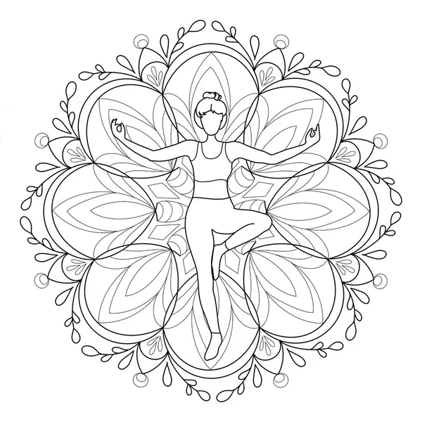 Coloring Book Page Mandala Yoga Pose Asanas Yoga School Coloring