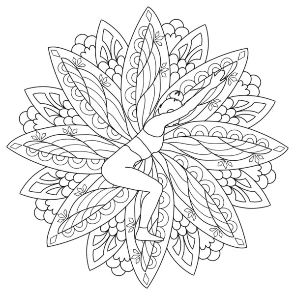 Desenho de mandala de ioga, adulto de página para colorir ou