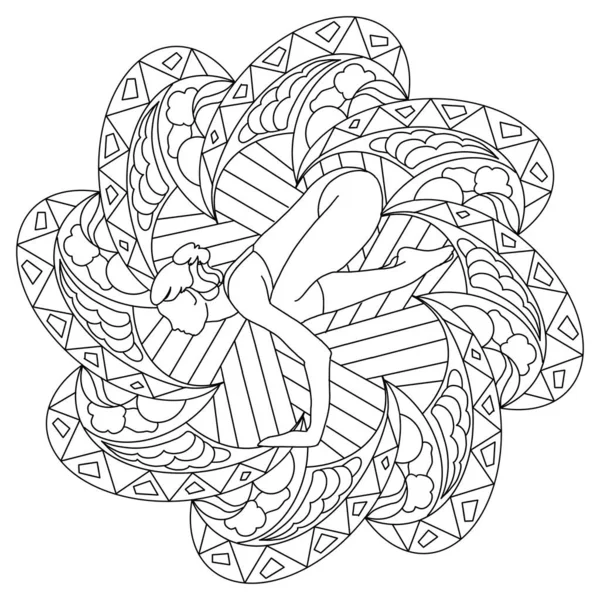 Coloring Book Page Mandala Yoga Pose Asanas Yoga School Coloring