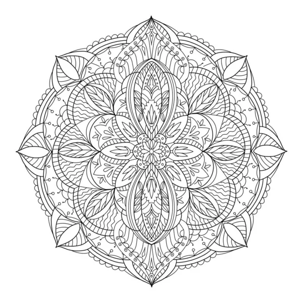 Målarsida Mandala Skissera Ritning För Konst Terapi Och Meditation Cirkulär — Stockfoto