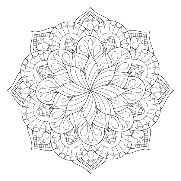 Malvorlage Mandala Umrisszeichnung Für Kunsttherapie Und Meditation Kreisförmiges Ornament — Stockfoto