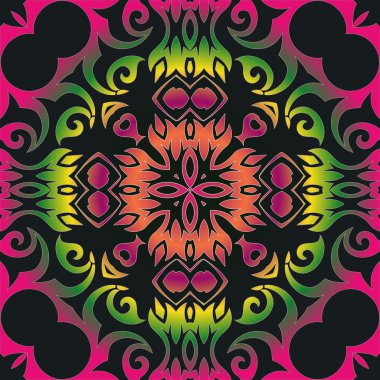 Vektör seamless modeli, çiçekli geometrik süsleme, aşiret etnik Arapça Hint motifi. Yarım yamalak arka plan el çekilmiş.