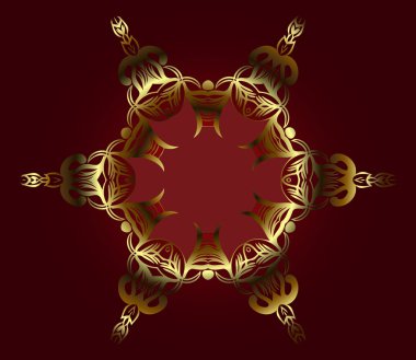 Koyu bir arka planda Victoria tarzı altın bir süs çerçevesi. Tasarım elementi.