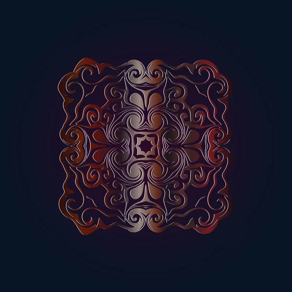 Eléments décoratifs motif de couleur vectorielle dentelle mandala sur un fond sombre en relief sous la peau rouge foncé — Image vectorielle