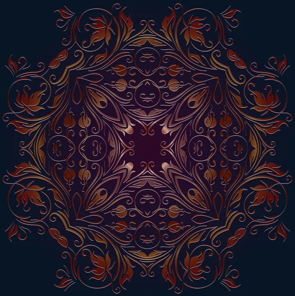 Elementos decorativos vector patrón de color encaje mandala sobre un fondo oscuro en relieve debajo de la piel — Archivo Imágenes Vectoriales