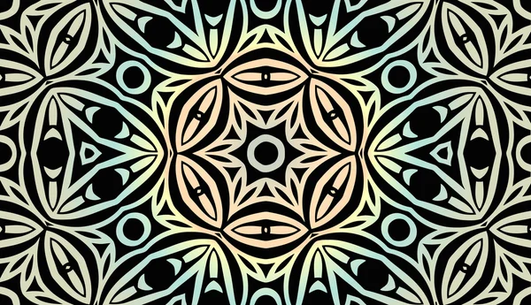 Abstract decoratieve textuur patronen elementen van geometrische figuren in de vorm van een zeshoek op donkere achtergrond met kleurovergang — Stockvector