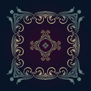 Antika rokoko stili dekoratif desenli retro süsleme işlemeli vektör vintage sınır çerçevesi