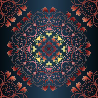 Koyu bir arka planda Victoria tarzı altın bir süs çerçevesi. Tasarım elementi.