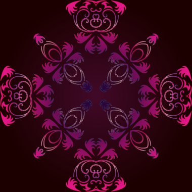 Lila ve gri renklerde soyut çiçek süsleme resmi