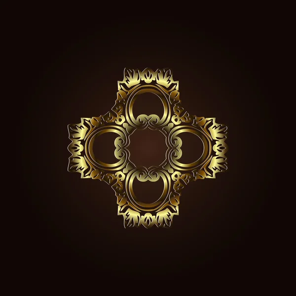 Marco de adorno dorado en estilo victoriano sobre un fondo oscuro. Elemento para el diseño . — Vector de stock