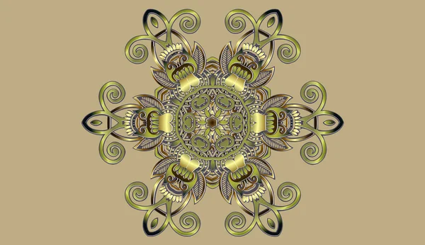 Східний векторний візерунок з арабесками та квітковими елементами. Абстрактний золотий орнамент — стоковий вектор