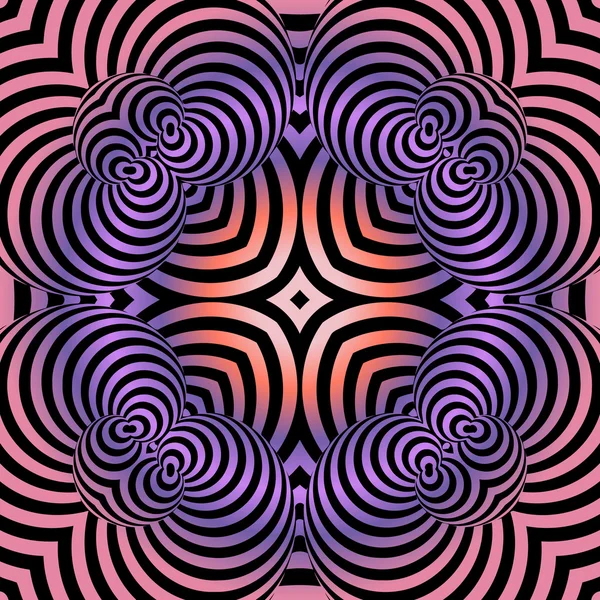 Abstrato colorido ilusão textura padrão linhas na forma de um diamante simétrico convexo em quadrado —  Vetores de Stock