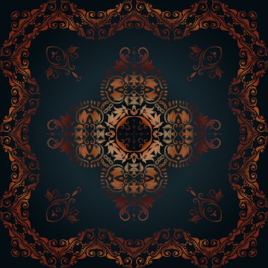 Antika rokoko stili dekoratif desenli retro süsleme işlemeli vektör vintage sınır çerçevesi