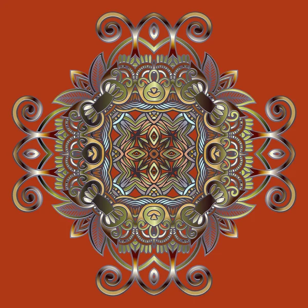 Traditionella vintage symmetriska dekorativa präglade hederstecknet i guld på en orange bakgrund — Stock vektor