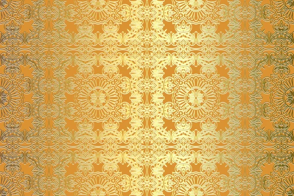 Vetor oriental clássico padrão dourado. Fundo abstrato sem costura com elementos repetitivos —  Vetores de Stock