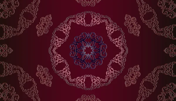 Fundo gráfico abstrato, padrão quadrado com ornamento geométrico Mandala . — Vetor de Stock