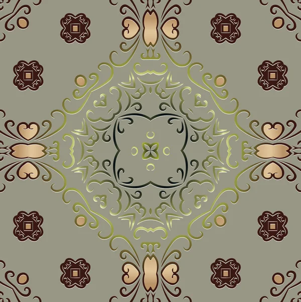 Ethnische Ornamente symmetrisches Element. Prägemuster-Dekor-Tapete, Textilien auf hellem Pastell-Hintergrund — Stockvektor