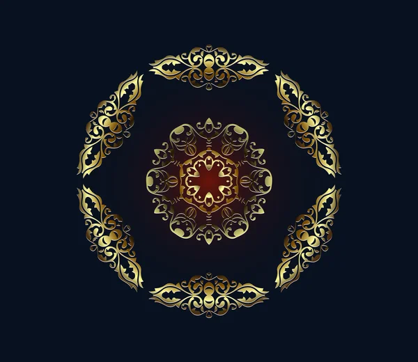 Motif vectoriel oriental avec arabesques et éléments floraux en or brun. Ornement classique traditionnel — Image vectorielle