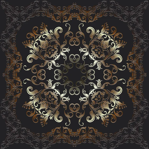 Abstrakt Relief grafisk bakgrund, square mönster med Mandala geometriska färg prydnad platinum — Stock vektor