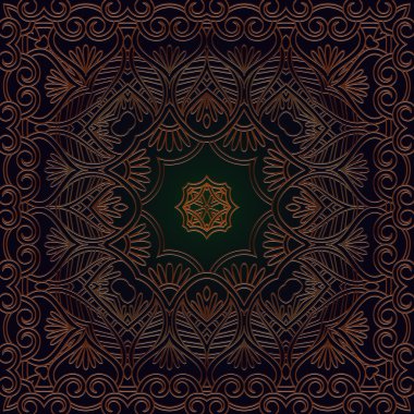 Antika rokoko stili dekoratif desenli retro süsleme işlemeli vektör vintage sınır çerçevesi