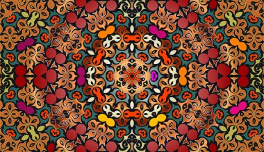 Etnik geometrik baskı. Renkli yinelenen arkaplan dokusu