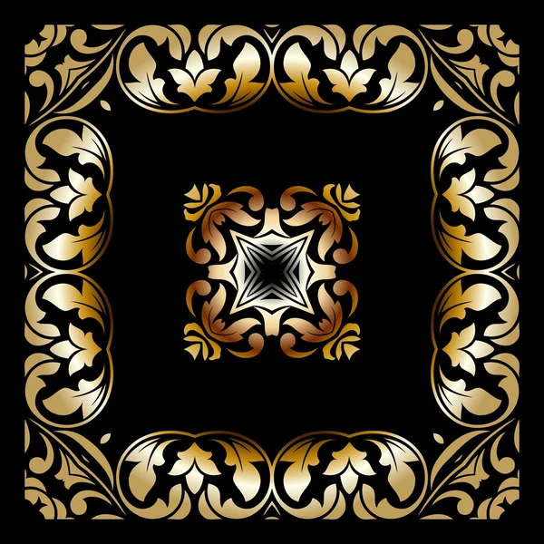 Zlatá zdobená barokní konstrukce svitek ryzání hranice květinové retro vzor starožitný styl listoví vířické návrhy prvek filigránové kaligrafie — Stockový vektor
