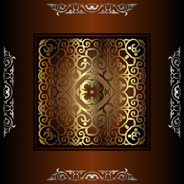 Grabado de marco de borde vintage vectorial con patrón de ornamento retro en diseño decorativo de estilo rococó antiguo — Vector de stock