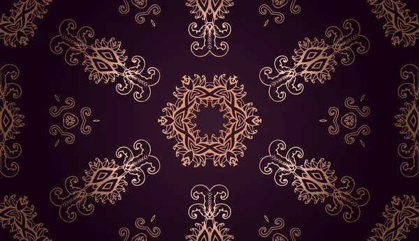 Golden ornament frame in Victorian style on a dark background. Element for design. — Stock Vector