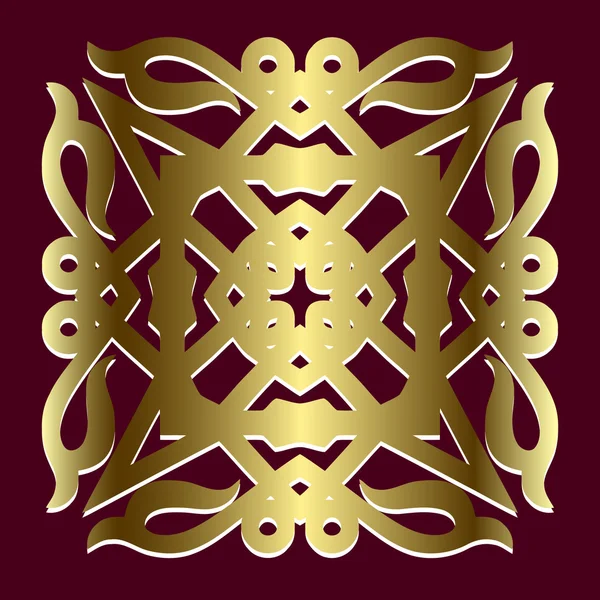 赤ブルゴーニュの背景にデザイン要素抽象黄金装飾をベクトルします。 — ストックベクタ