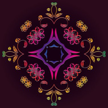 çiçek desenli vektör güzel Mandala Vintage dekoratif unsur ile dairesel süsleme