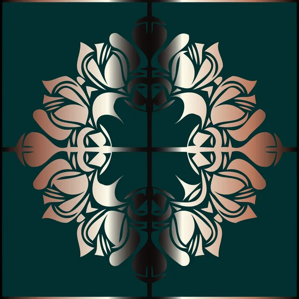 Abstracto decorativo dorado patrón asimétrico floral vintage decoración sobre un fondo oscuro — Archivo Imágenes Vectoriales