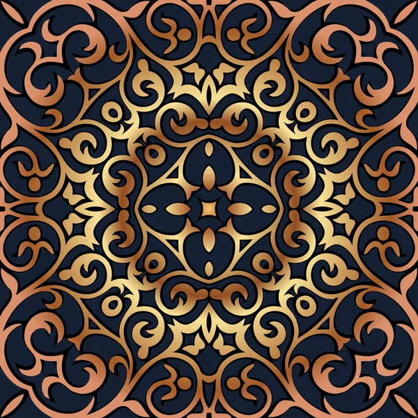 Elementos decorativos vector patrón de color encaje mandala sobre un fondo oscuro en relieve debajo de la piel — Vector de stock