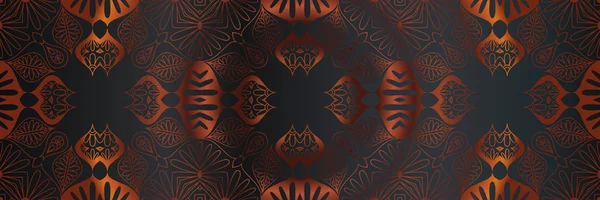 対称の幾何学的な図形に基づく抽象ヴィンテージ花柄透かしブロンズ色装飾デザイン要素 — ストックベクタ