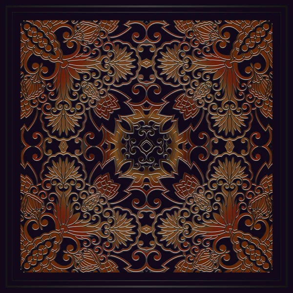 Elemento de diseño de decoraciones florales vintage abstractas sobre la base de figuras geométricas simétricas en el marco — Archivo Imágenes Vectoriales