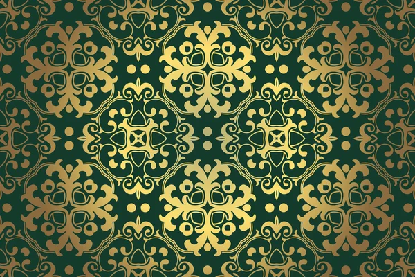Абстрактні старовинні ретро декор на зеленому фоні елементів епохи епохи Ренесансу бароко — стоковий вектор