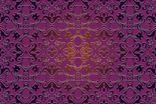Декоративная цветочная трактовка древний арабский узор на фиолетовом фоне — стоковый вектор