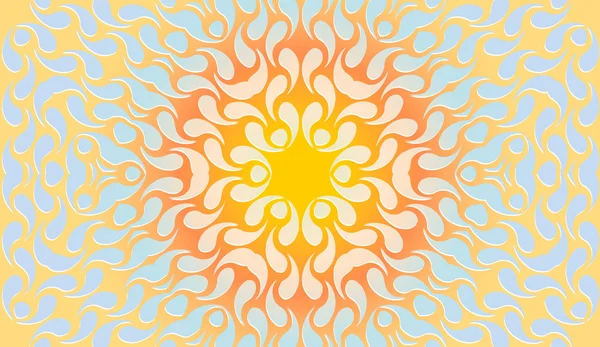 Abstracte structuurpatroon van golvende lijnen de elementen in de vorm van de zon op een blauwe achtergrond — Stockvector
